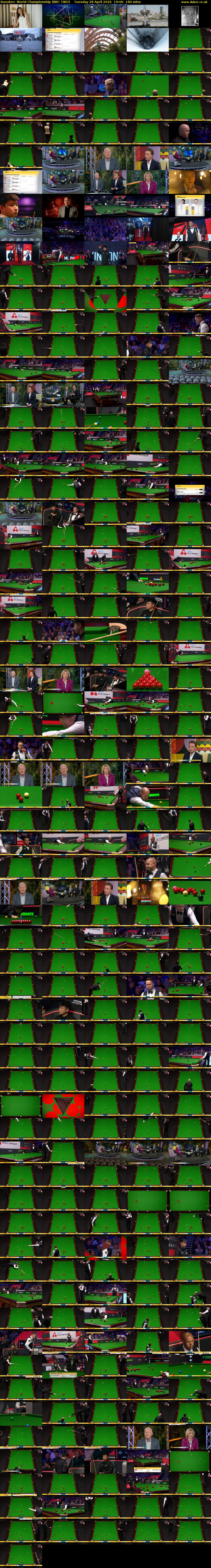 Snooker: World Championship (BBC TWO) Tuesday 28 April 2026 19:00 - 22:00