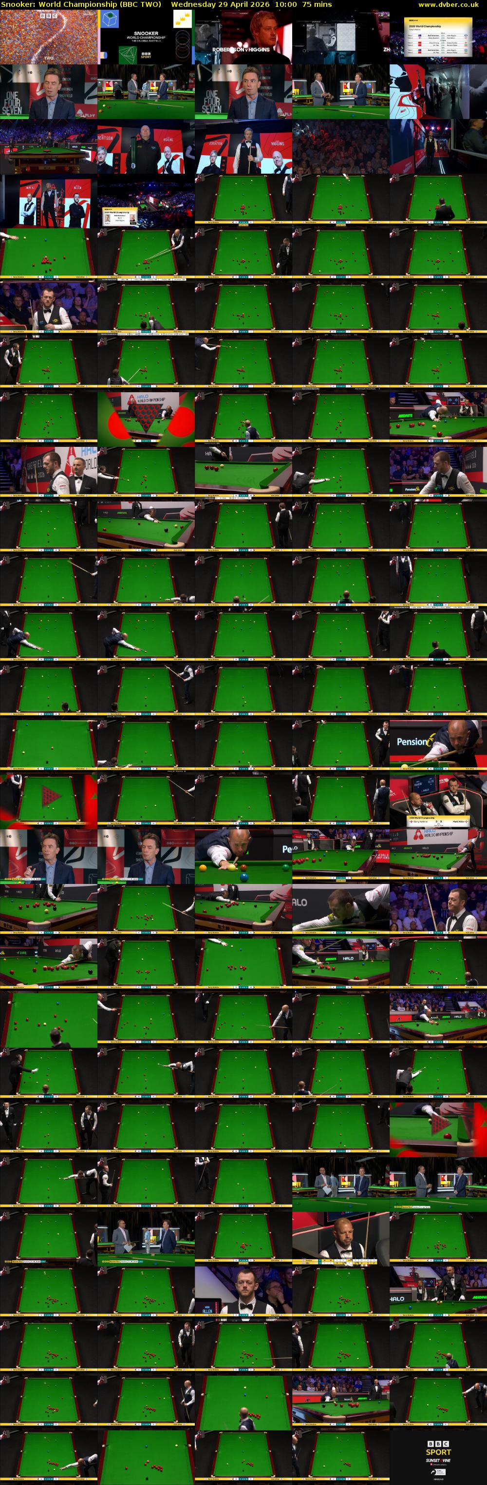 Snooker: World Championship (BBC TWO) Wednesday 29 April 2026 10:00 - 11:15