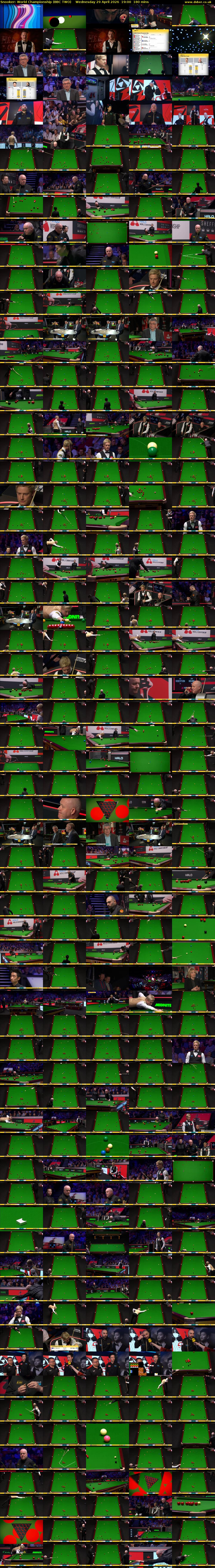 Snooker: World Championship (BBC TWO) Wednesday 29 April 2026 19:00 - 22:00