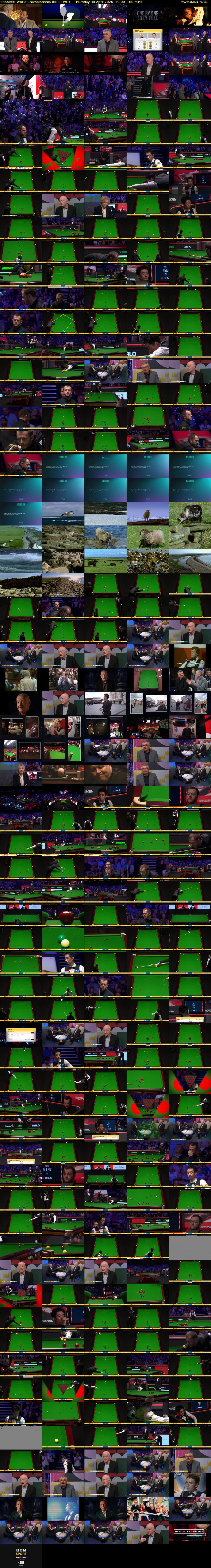 Snooker: World Championship (BBC TWO) Thursday 30 April 2026 19:00 - 22:00