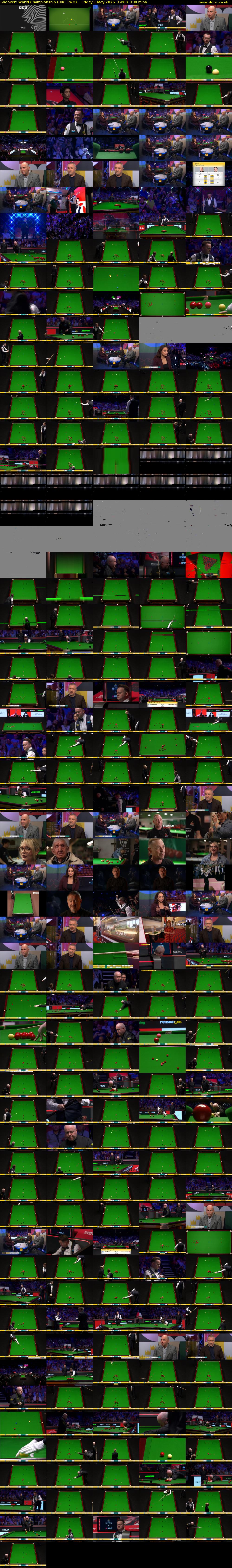 Snooker: World Championship (BBC TWO) Friday 1 May 2026 19:00 - 22:00
