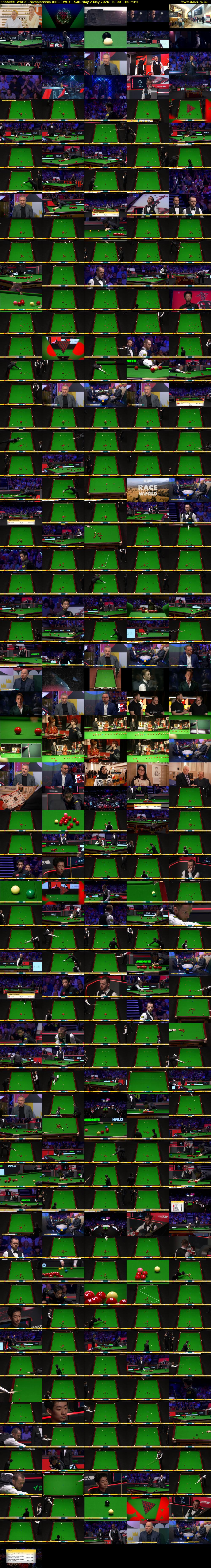 Snooker: World Championship (BBC TWO) Saturday 2 May 2026 10:00 - 13:00