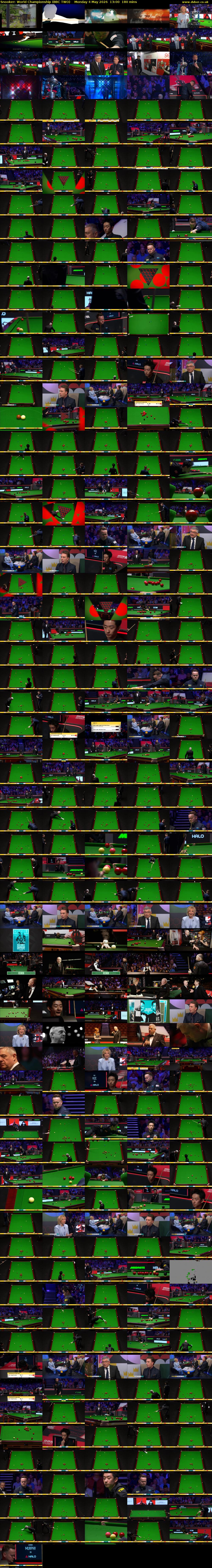Snooker: World Championship (BBC TWO) Monday 4 May 2026 13:00 - 16:00