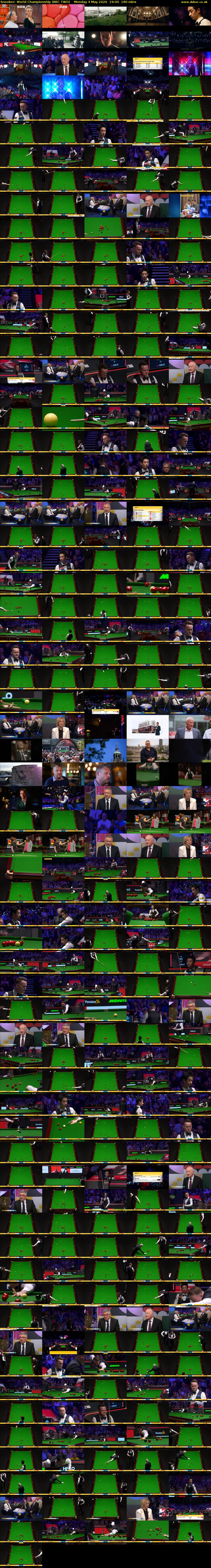Snooker: World Championship (BBC TWO) Monday 4 May 2026 19:00 - 22:00