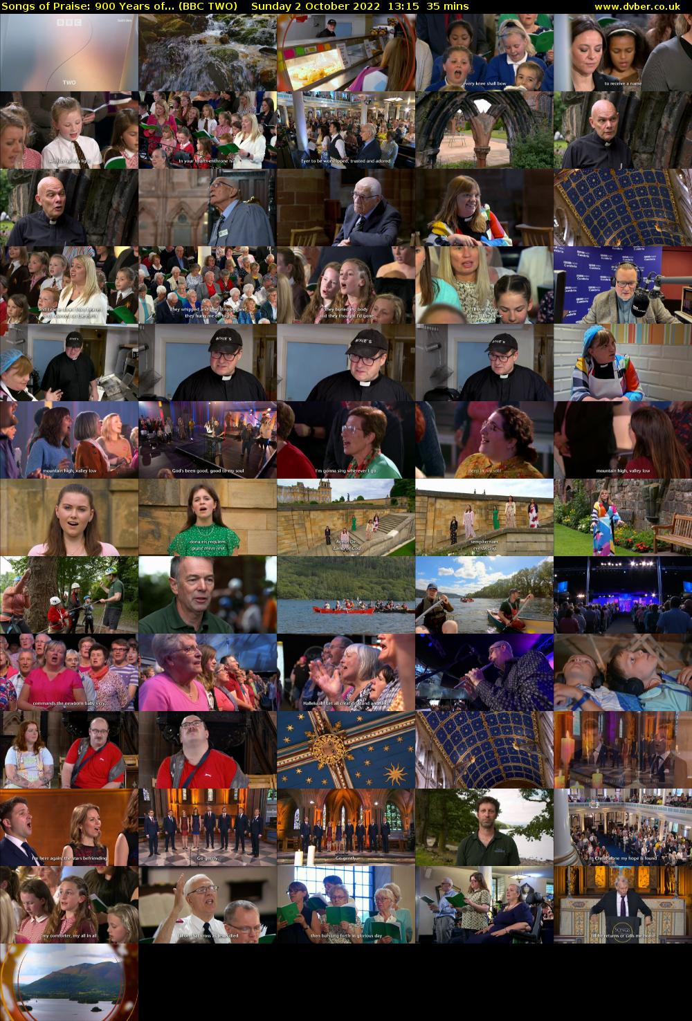 Songs of Praise: 900 Years of... (BBC TWO) Sunday 2 October 2022 13:15 - 13:50