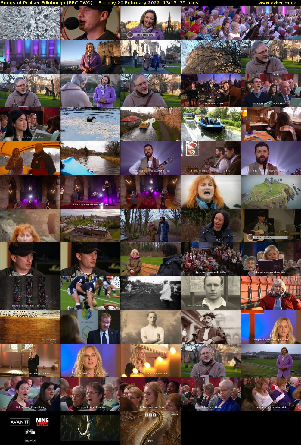 Songs of Praise: Edinburgh (BBC TWO) Sunday 20 February 2022 13:15 - 13:50