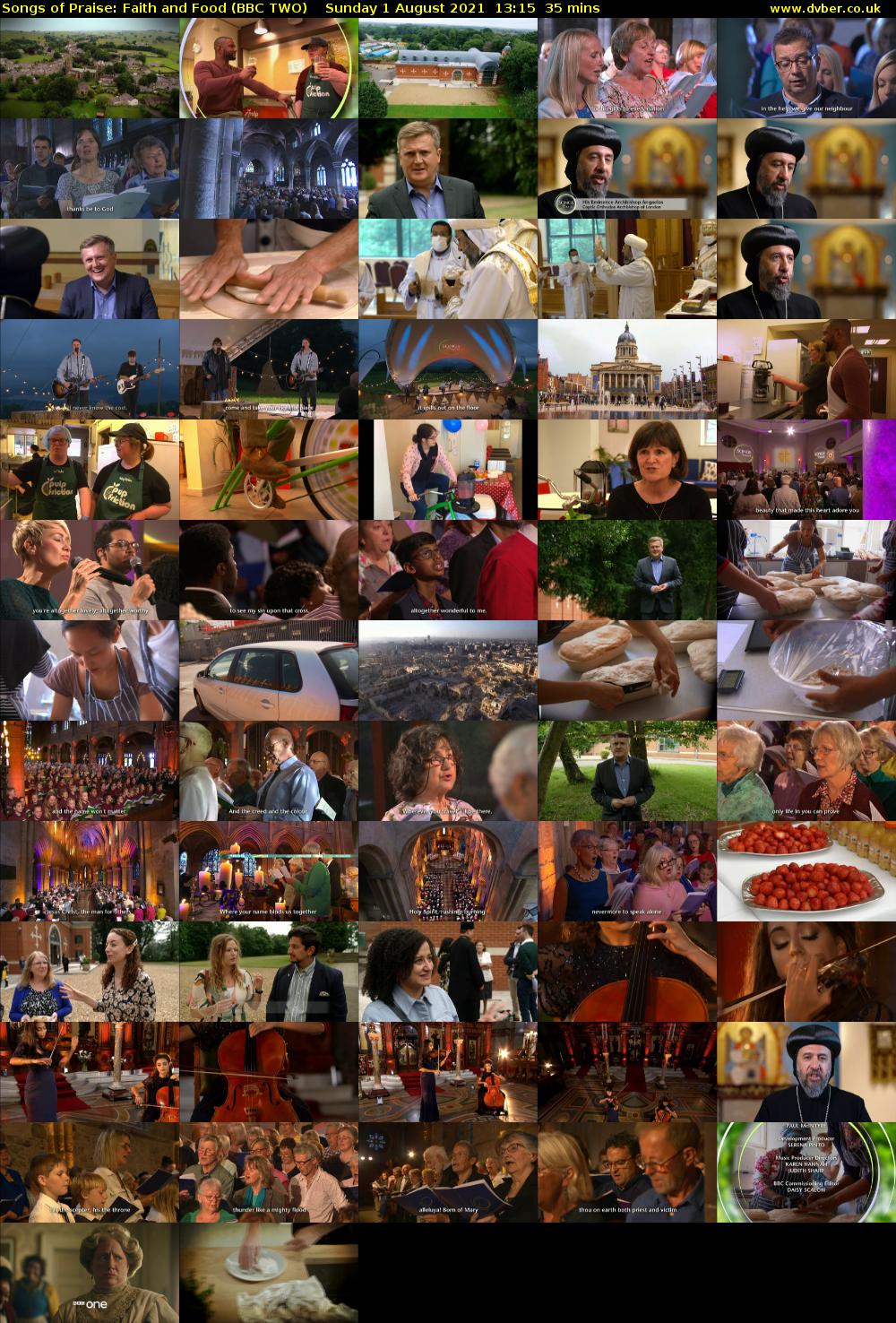 Songs of Praise: Faith and Food (BBC TWO) Sunday 1 August 2021 13:15 - 13:50