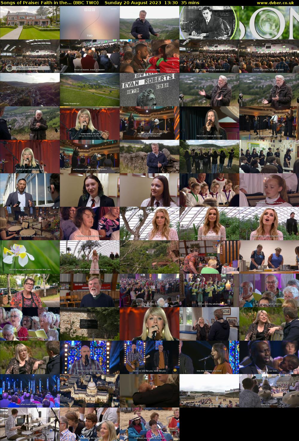 Songs of Praise: Faith in the... (BBC TWO) Sunday 20 August 2023 13:30 - 14:05