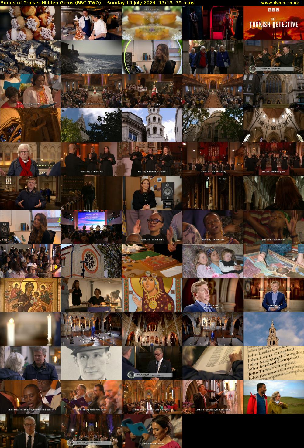 Songs of Praise: Hidden Gems (BBC TWO) Sunday 14 July 2024 13:15 - 13:50
