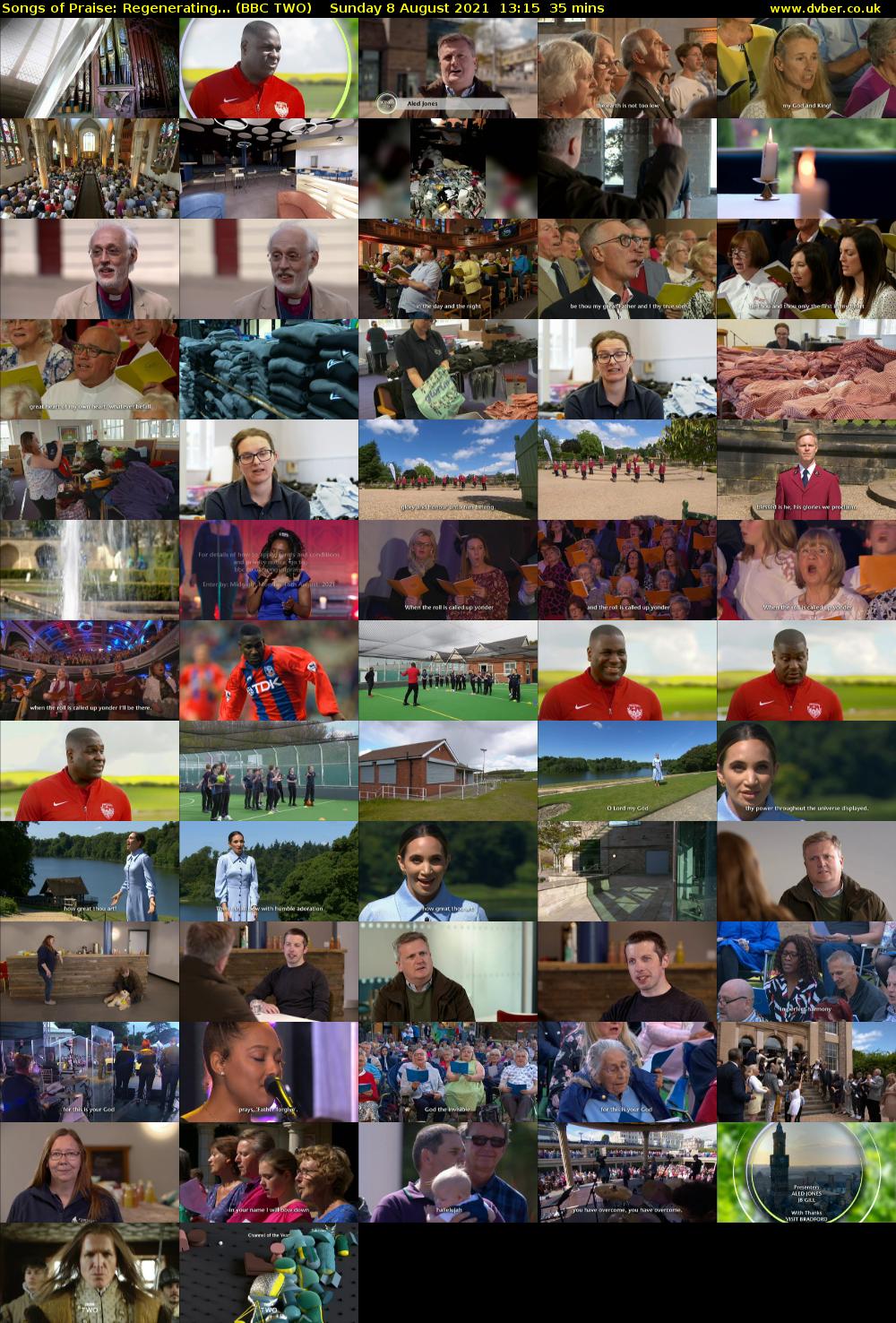 Songs of Praise: Regenerating... (BBC TWO) Sunday 8 August 2021 13:15 - 13:50