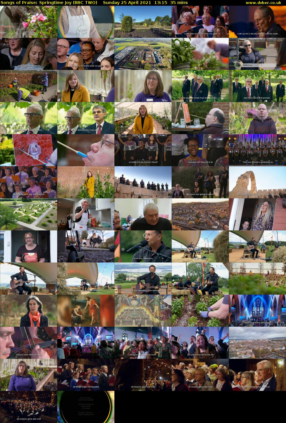 Songs of Praise: Springtime Joy (BBC TWO) Sunday 25 April 2021 13:15 - 13:50