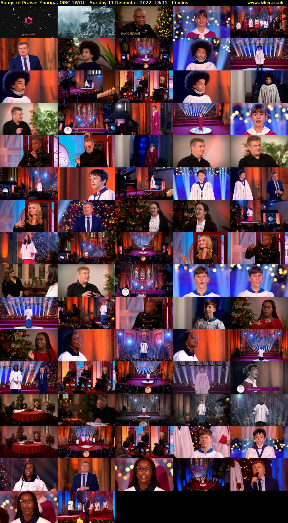 Songs of Praise: Young... (BBC TWO) Sunday 11 December 2022 13:15 - 14:00
