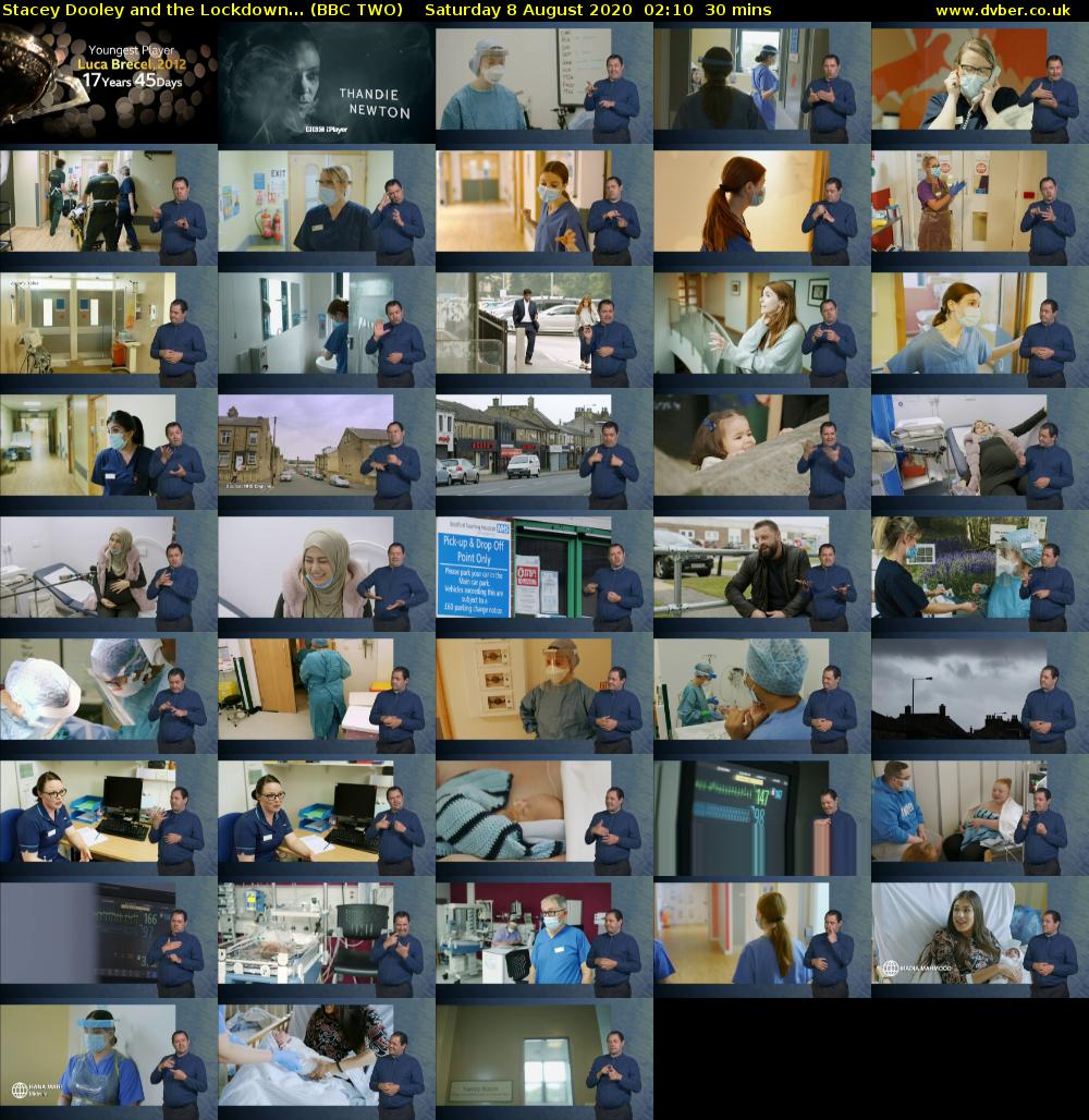 Stacey Dooley and the Lockdown... (BBC TWO) Saturday 8 August 2020 02:10 - 02:40