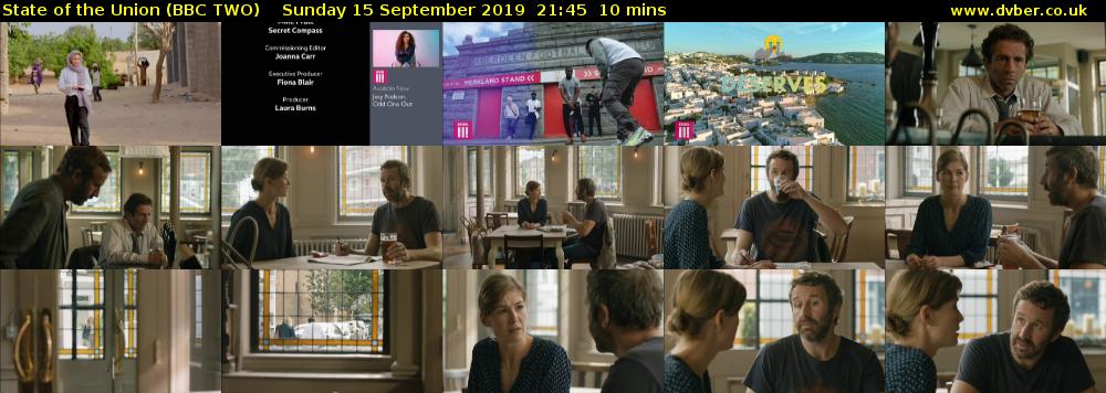 State of the Union (BBC TWO) Sunday 15 September 2019 21:45 - 21:55