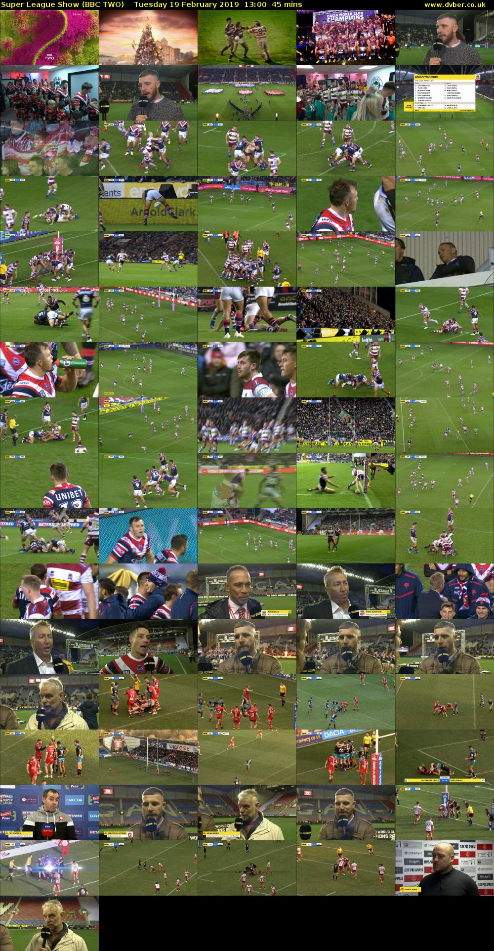 Super League Show (BBC TWO) Tuesday 19 February 2019 13:00 - 13:45