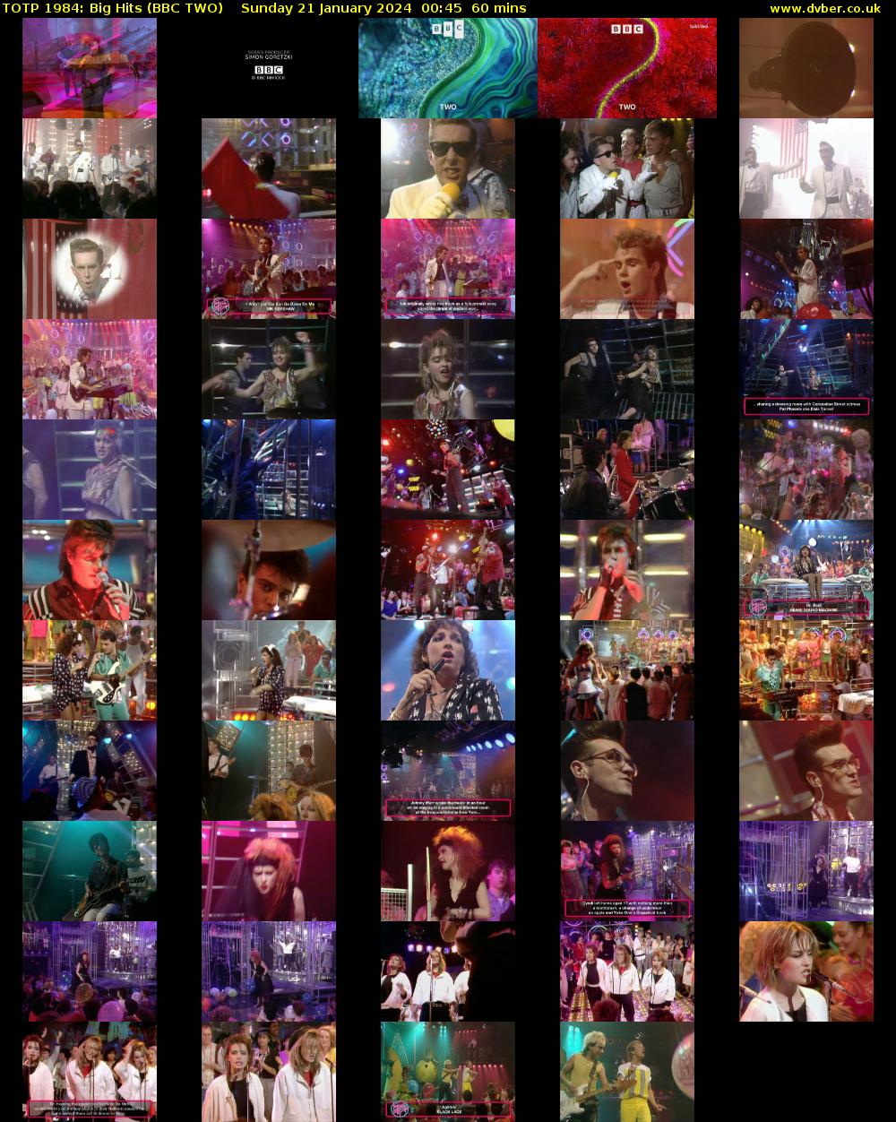 TOTP 1984: Big Hits (BBC TWO) Sunday 21 January 2024 00:45 - 01:45