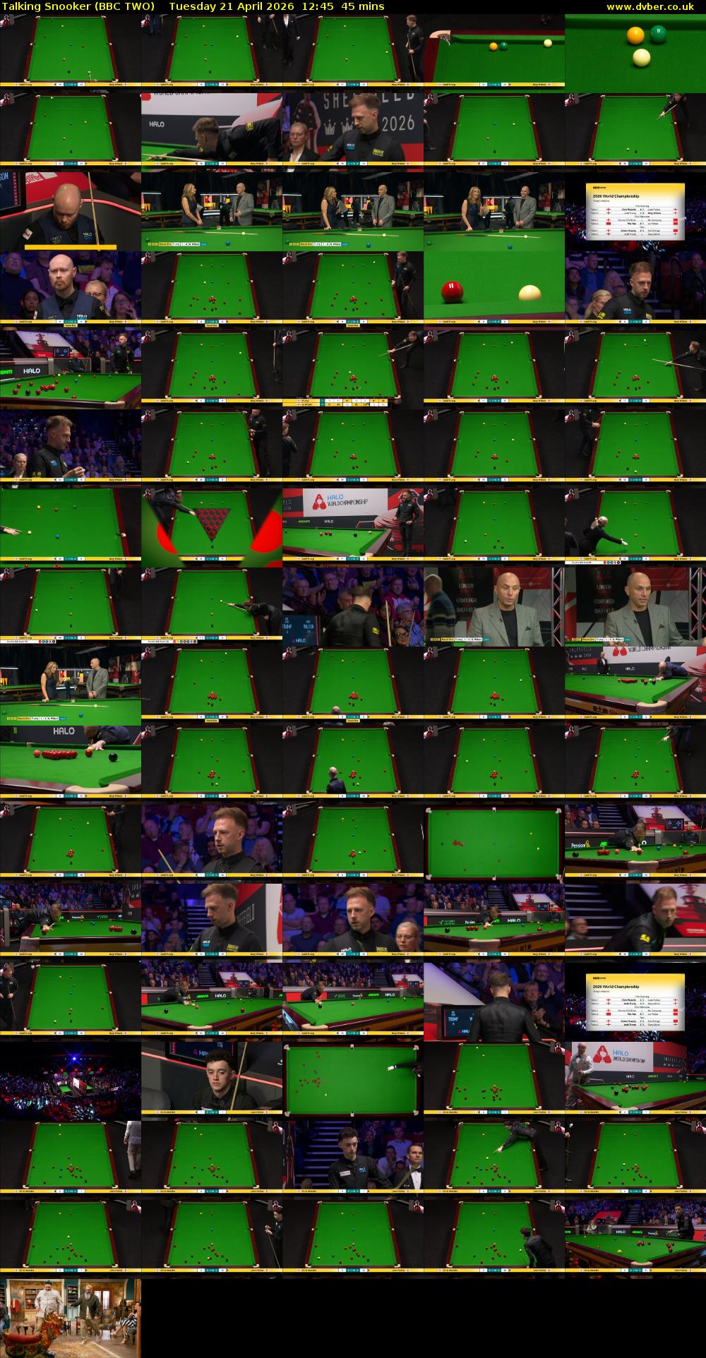 Talking Snooker (BBC TWO) Tuesday 21 April 2026 12:45 - 13:30