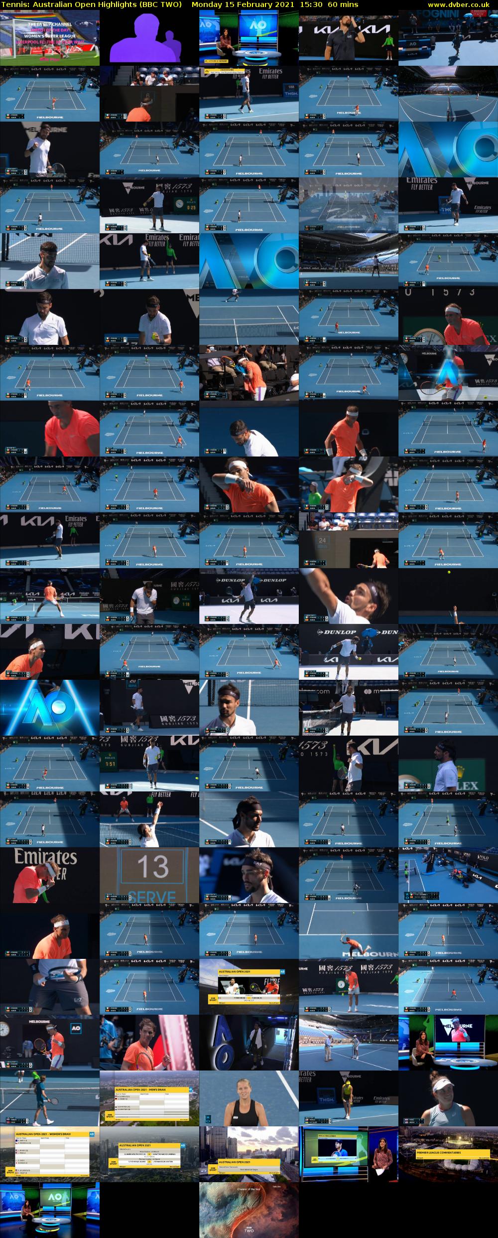 Tennis: Australian Open Highlights (BBC TWO) Monday 15 February 2021 15:30 - 16:30