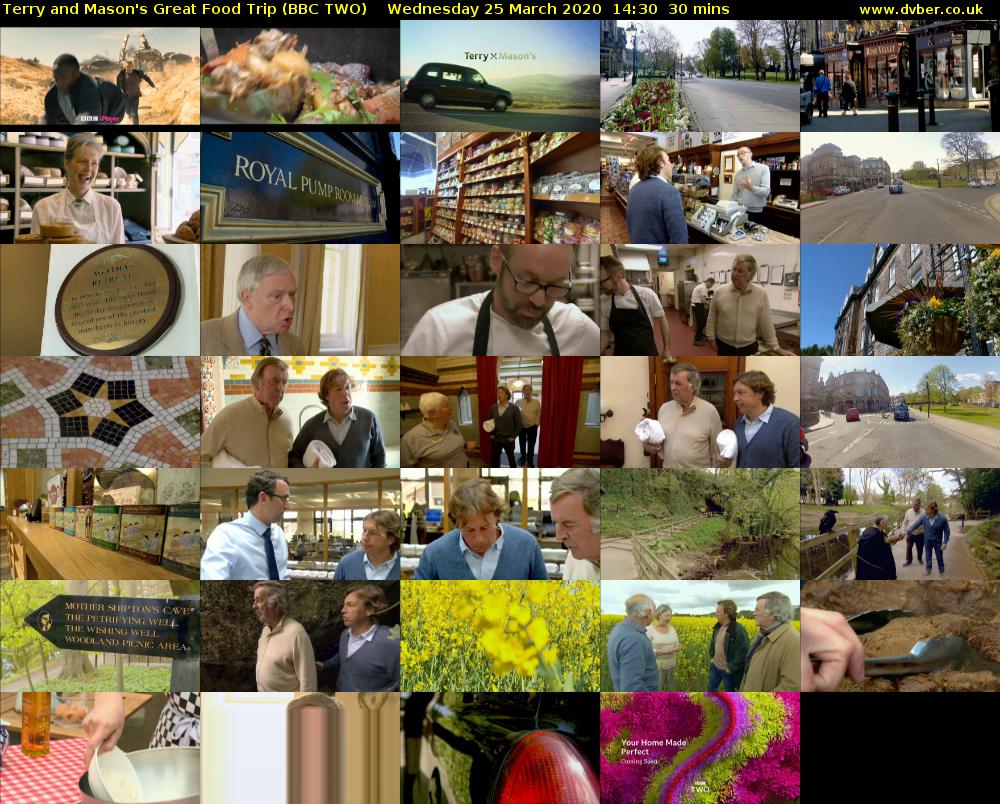 Terry and Mason's Great Food Trip (BBC TWO) Wednesday 25 March 2020 14:30 - 15:00