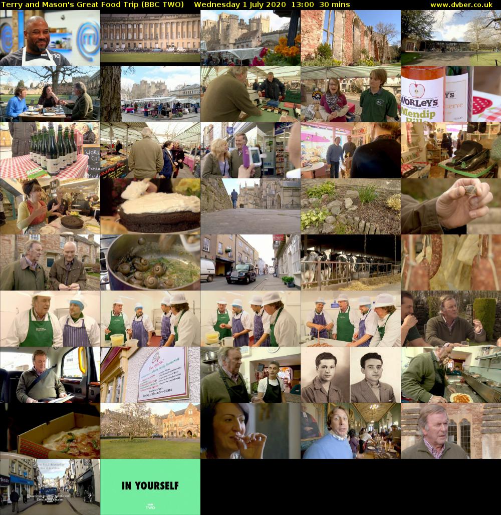 Terry and Mason's Great Food Trip (BBC TWO) Wednesday 1 July 2020 13:00 - 13:30