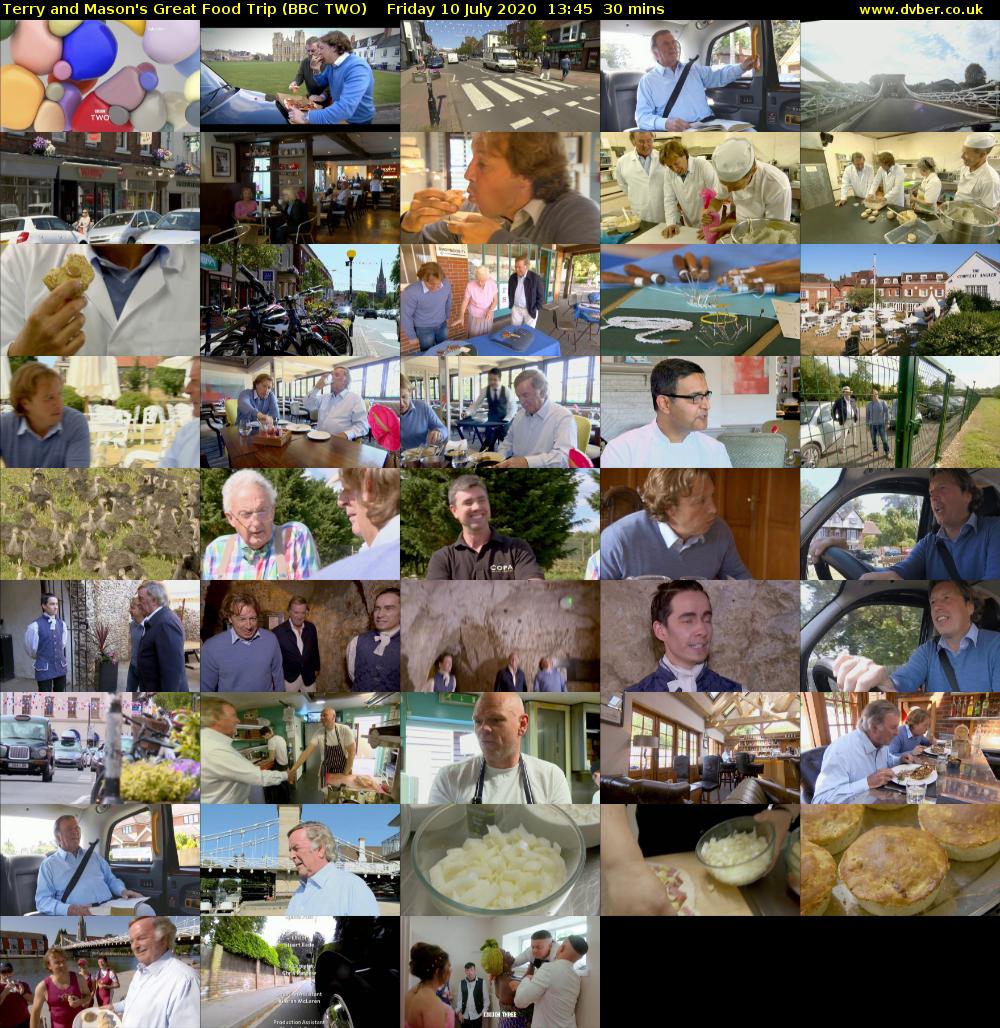 Terry and Mason's Great Food Trip (BBC TWO) Friday 10 July 2020 13:45 - 14:15