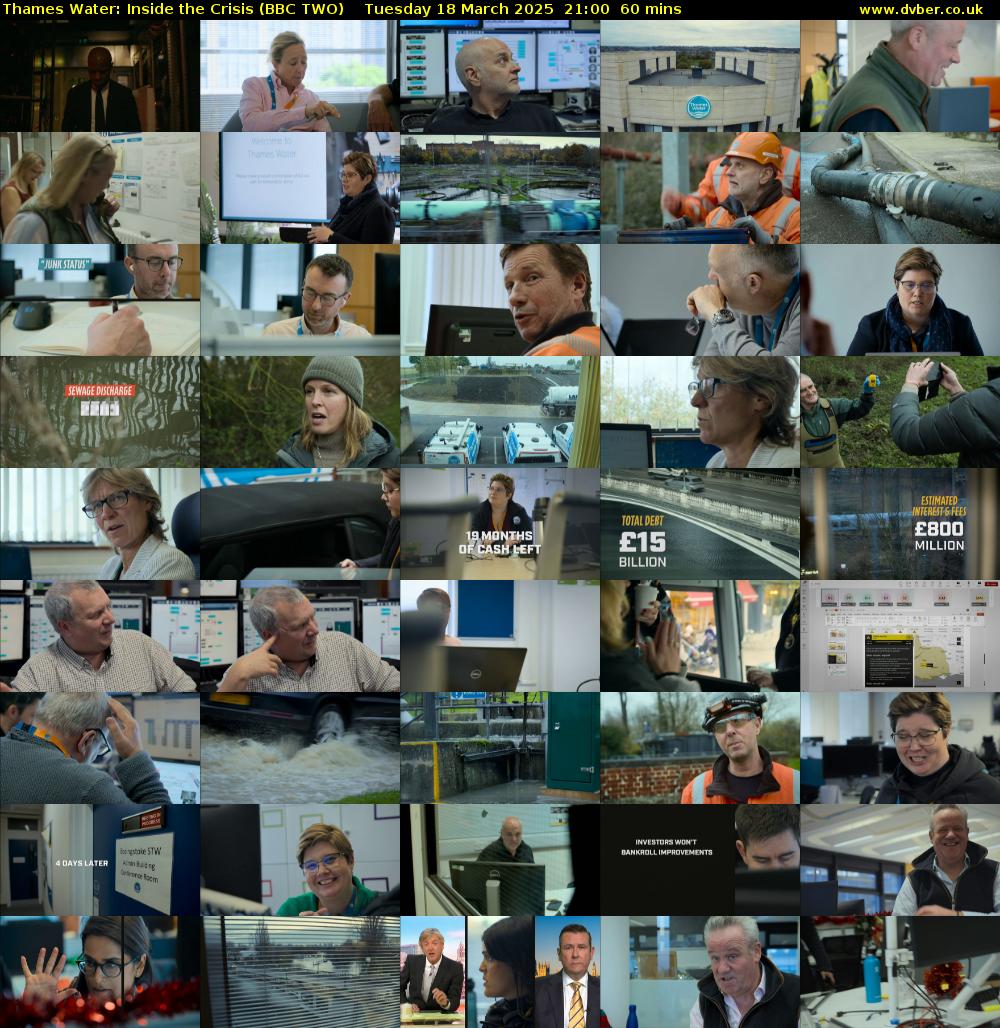 Thames Water: Inside the Crisis (BBC TWO) Tuesday 18 March 2025 21:00 - 22:00