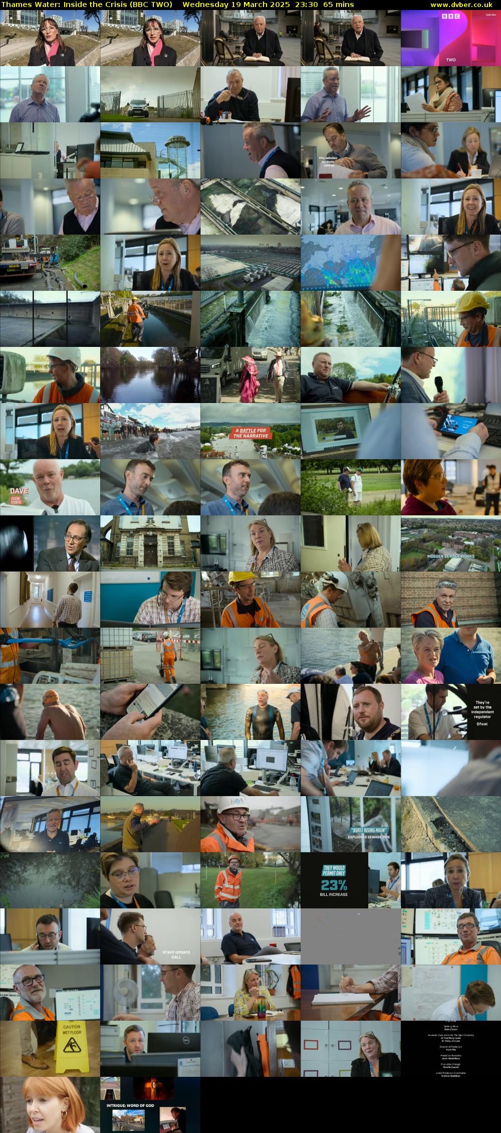 Thames Water: Inside the Crisis (BBC TWO) Wednesday 19 March 2025 23:30 - 00:35