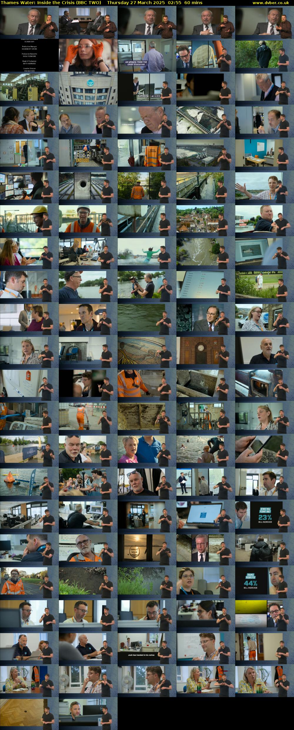 Thames Water: Inside the Crisis (BBC TWO) Thursday 27 March 2025 02:55 - 03:55