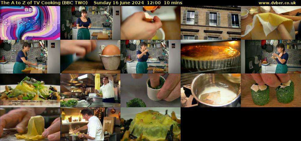 The A to Z of TV Cooking (BBC TWO) Sunday 16 June 2024 12:00 - 12:10