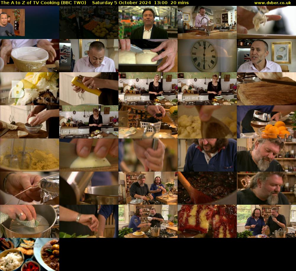 The A to Z of TV Cooking (BBC TWO) Saturday 5 October 2024 13:00 - 13:20