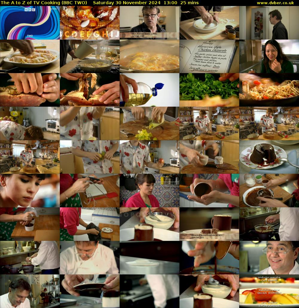 The A to Z of TV Cooking (BBC TWO) Saturday 30 November 2024 13:00 - 13:25