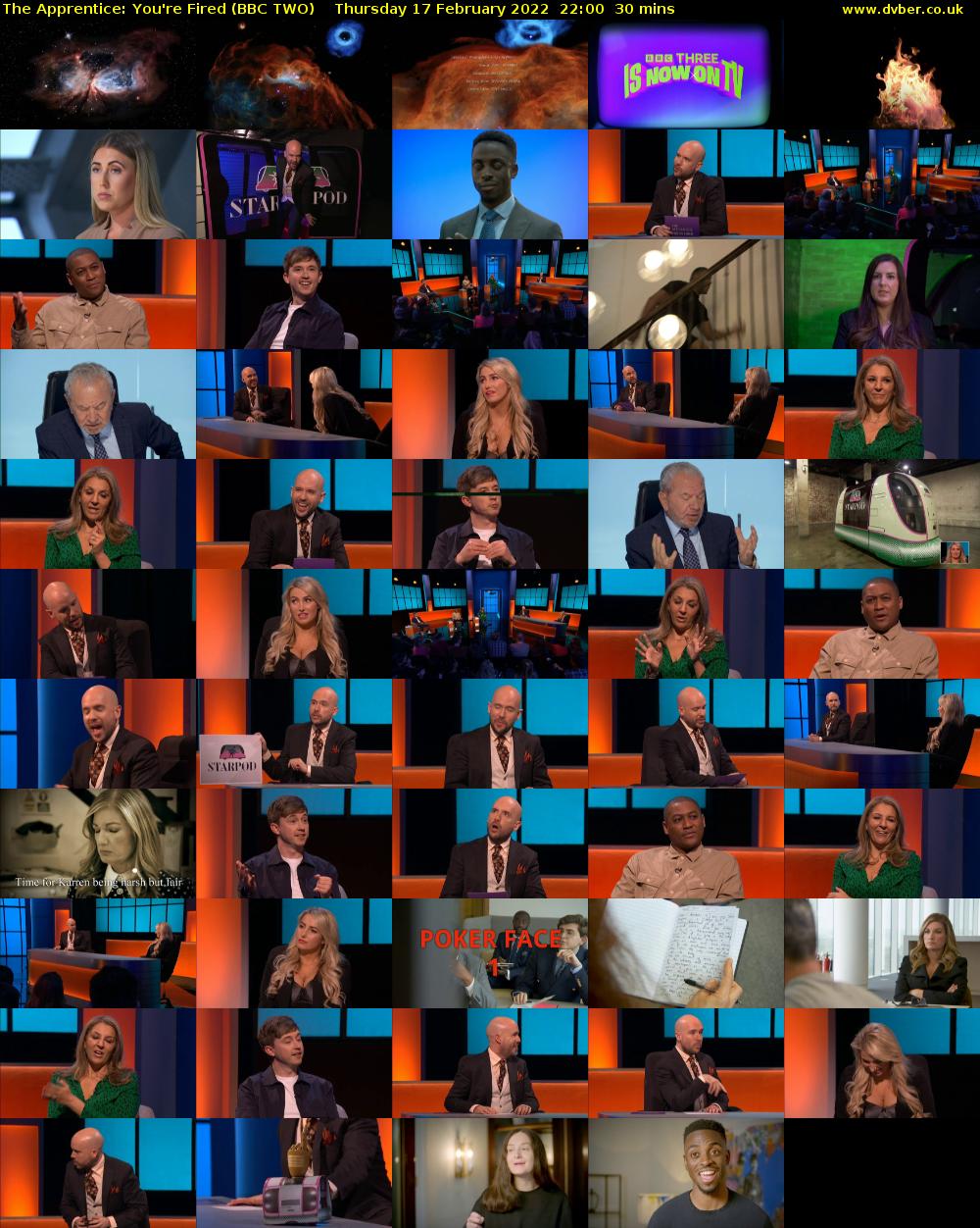 The Apprentice: You're Fired (BBC TWO) Thursday 17 February 2022 22:00 - 22:30