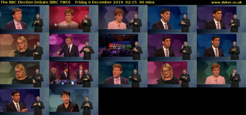 The BBC Election Debate (BBC TWO) Friday 6 December 2019 02:15 - 03:45