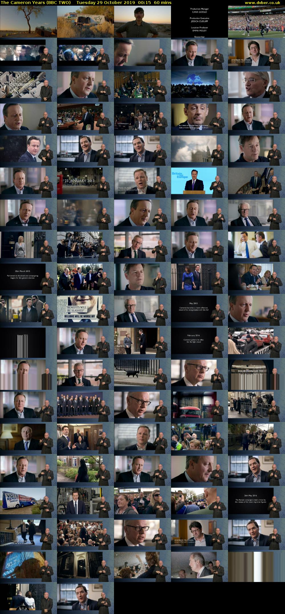 The Cameron Years (BBC TWO) Tuesday 29 October 2019 00:15 - 01:15