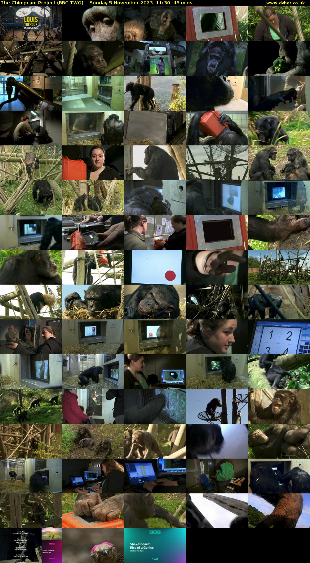 The Chimpcam Project (BBC TWO) Sunday 5 November 2023 11:30 - 12:15
