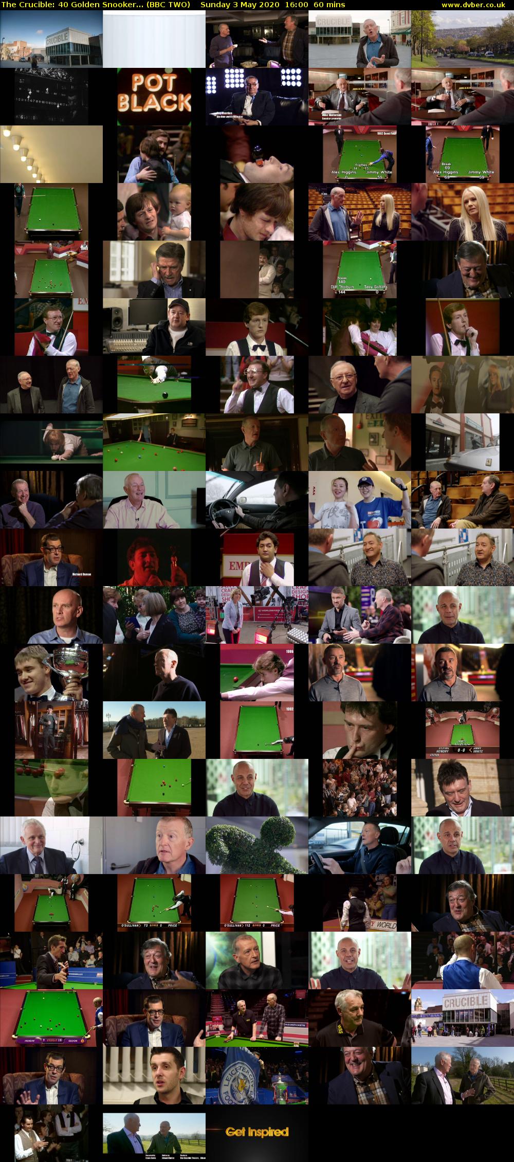 The Crucible: 40 Golden Snooker... (BBC TWO) Sunday 3 May 2020 16:00 - 17:00