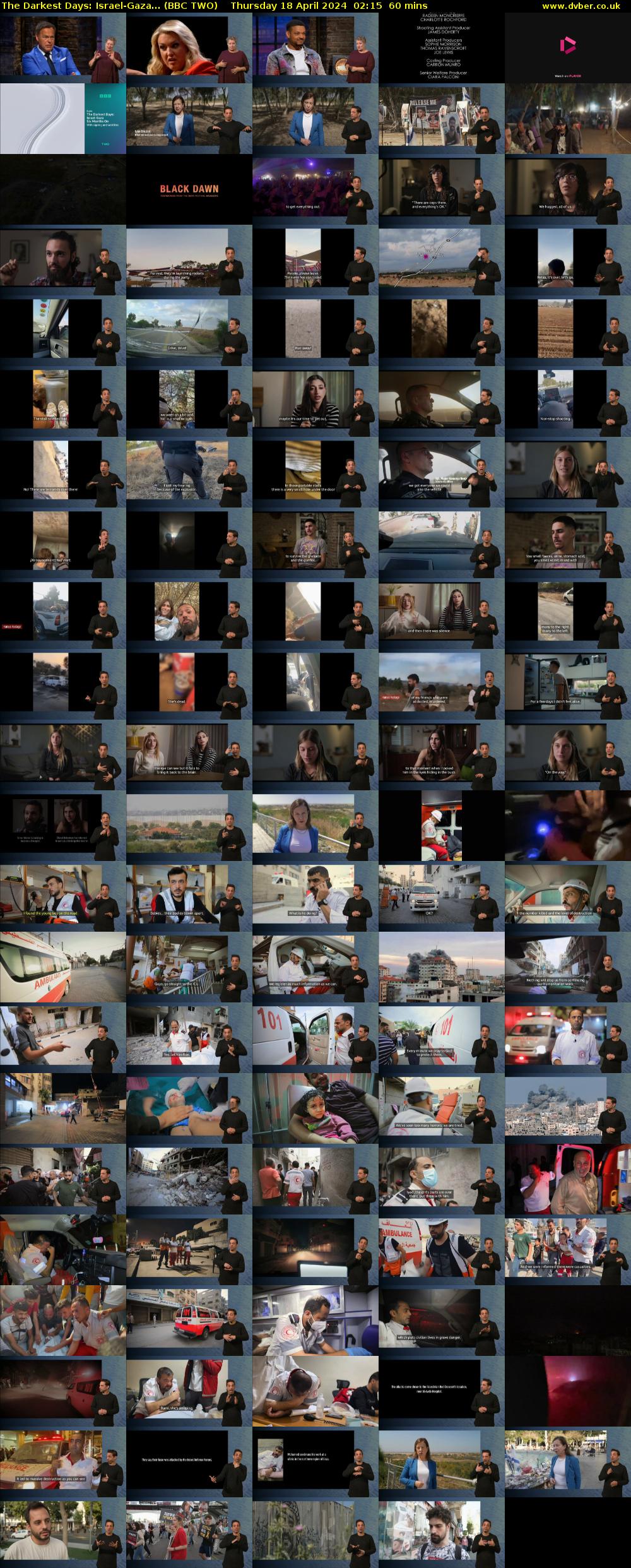 The Darkest Days: Israel-Gaza... (BBC TWO) Thursday 18 April 2024 02:15 - 03:15