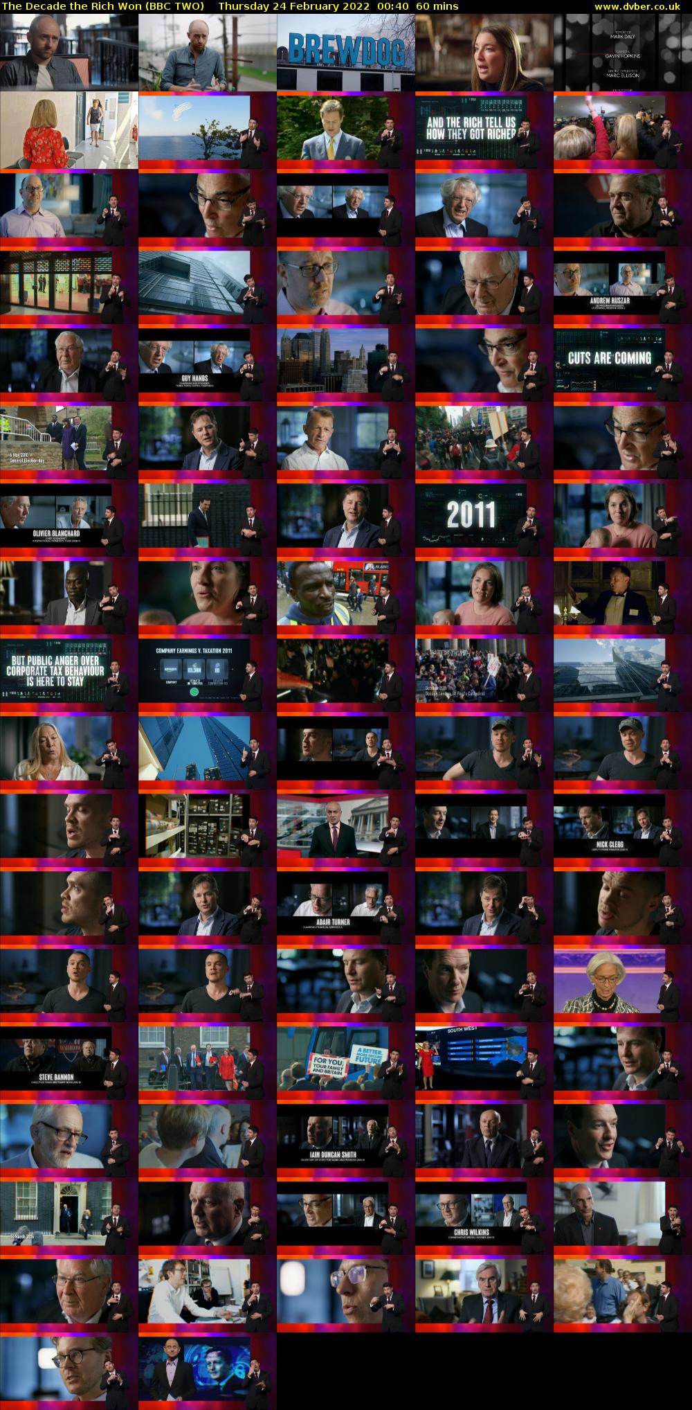 The Decade the Rich Won (BBC TWO) Thursday 24 February 2022 00:40 - 01:40