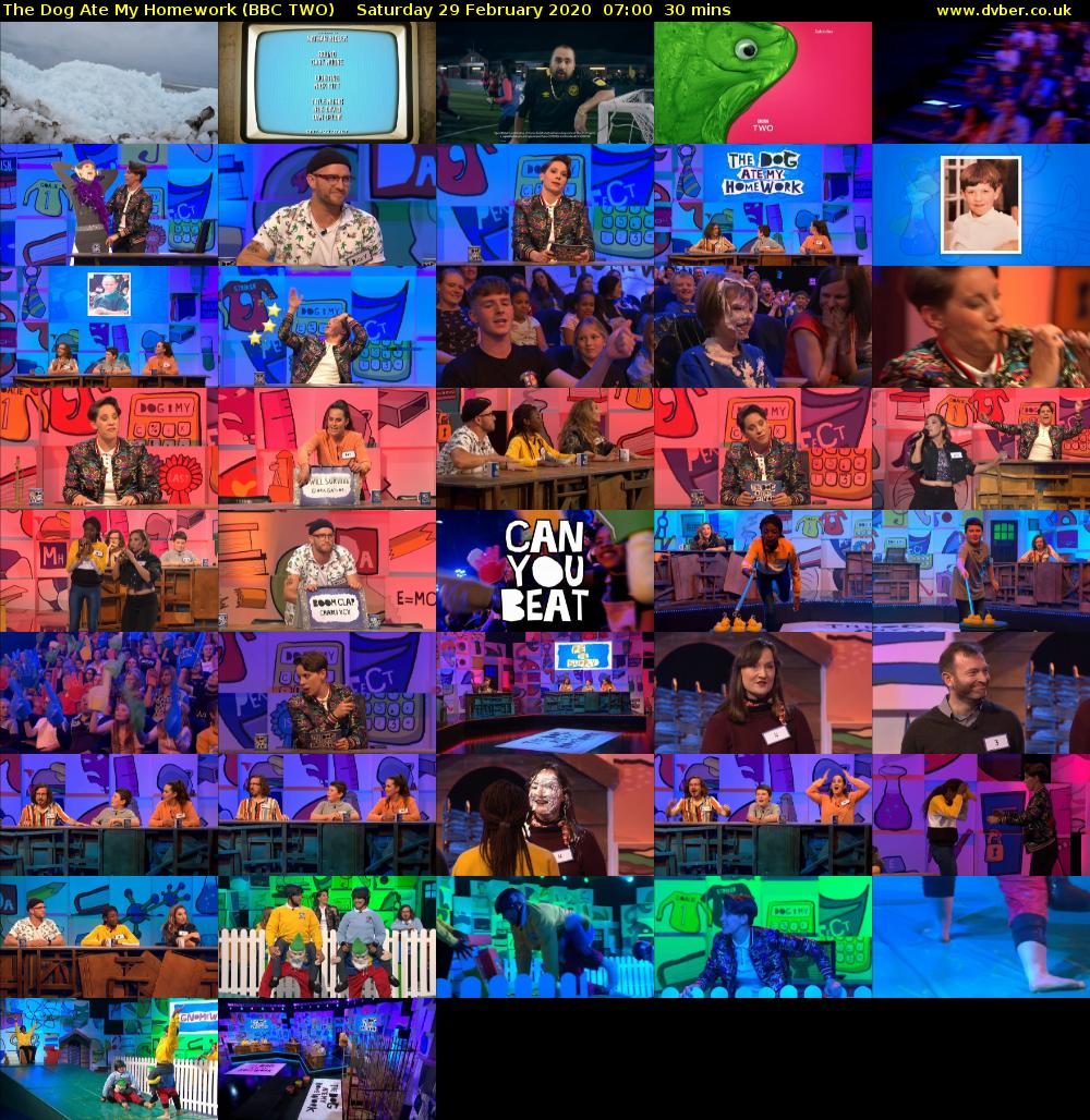 The Dog Ate My Homework (BBC TWO) Saturday 29 February 2020 07:00 - 07:30