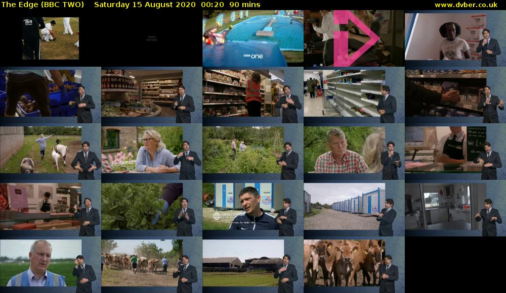 The Edge (BBC TWO) Saturday 15 August 2020 00:20 - 01:50