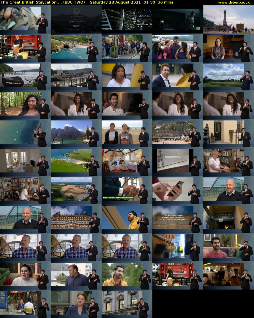 The Great British Staycation:... (BBC TWO) Saturday 28 August 2021 01:30 - 02:00