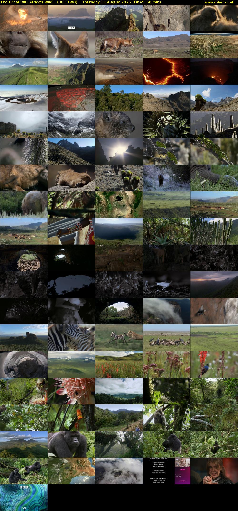 The Great Rift: Africa's Wild... (BBC TWO) Thursday 13 August 2026 14:45 - 15:35