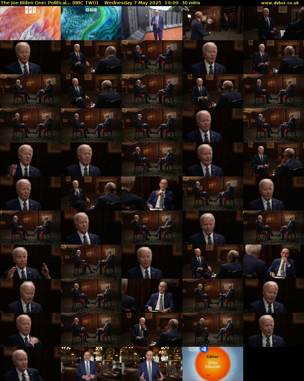 The Joe Biden One: Political... (BBC TWO) Wednesday 7 May 2025 19:00 - 19:30