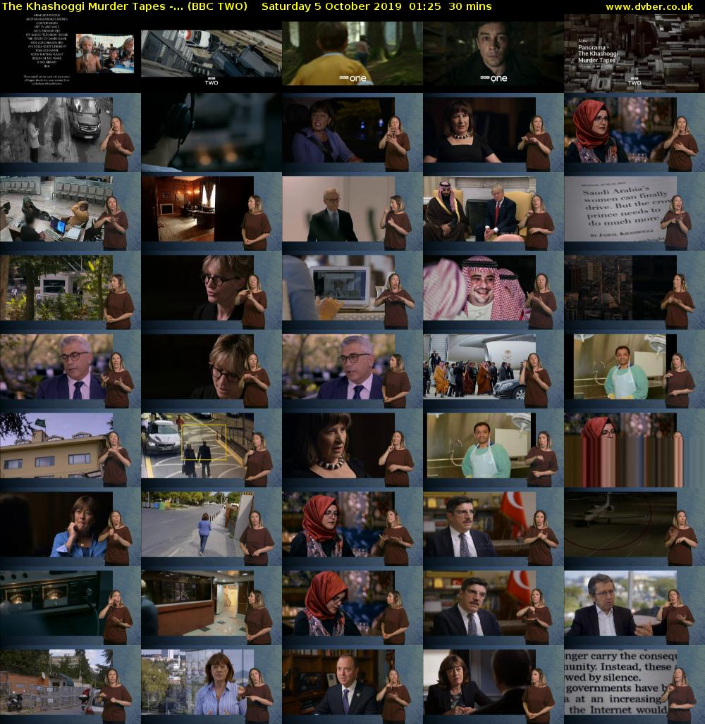 The Khashoggi Murder Tapes -... (BBC TWO) Saturday 5 October 2019 01:25 - 01:55