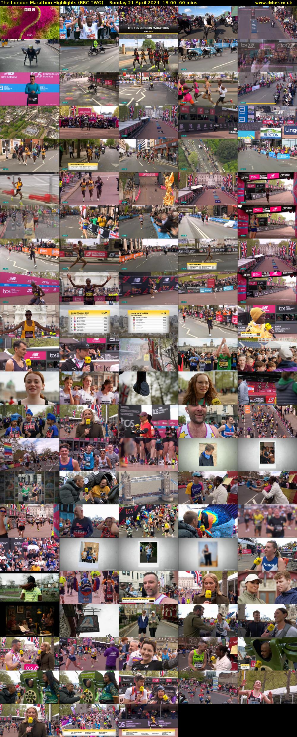 The London Marathon Highlights (BBC TWO) Sunday 21 April 2024 18:00 - 19:00