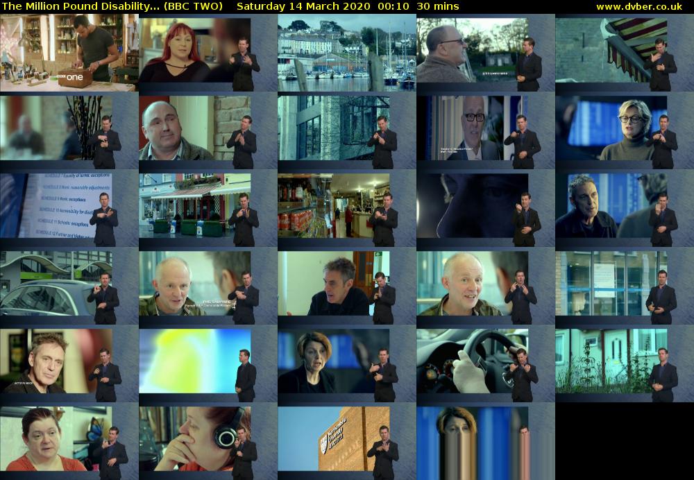 The Million Pound Disability... (BBC TWO) Saturday 14 March 2020 00:10 - 00:40