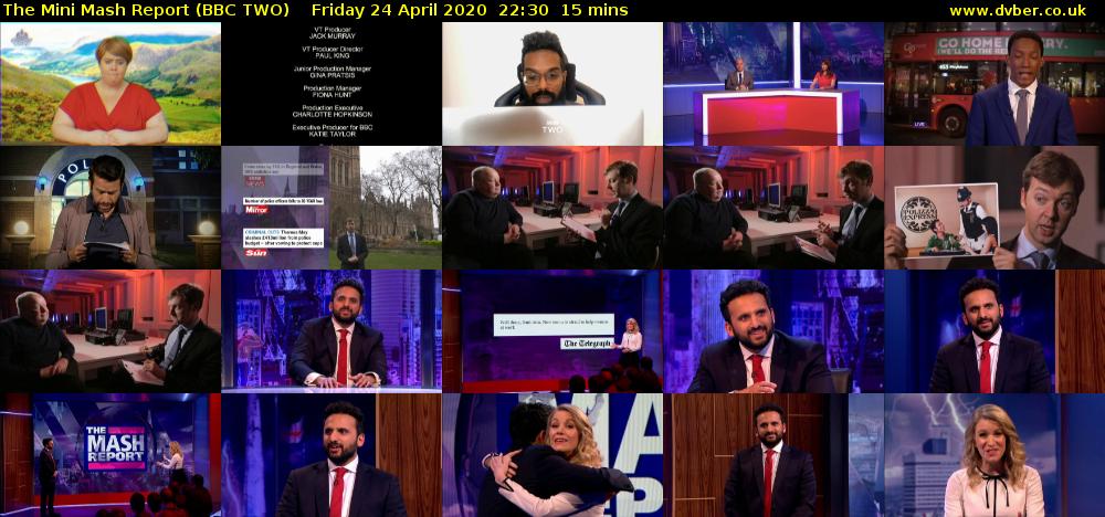The Mini Mash Report (BBC TWO) Friday 24 April 2020 22:30 - 22:45