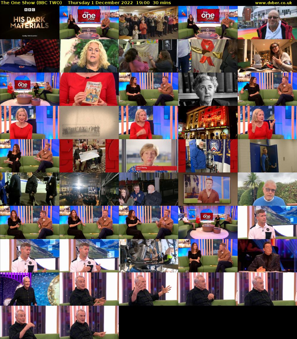 The One Show (BBC TWO) Thursday 1 December 2022 19:00 - 19:30
