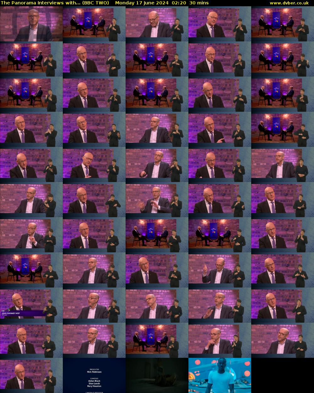 The Panorama Interviews with... (BBC TWO) Monday 17 June 2024 02:20 - 02:50