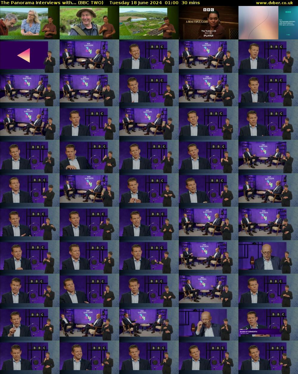 The Panorama Interviews with... (BBC TWO) Tuesday 18 June 2024 01:00 - 01:30